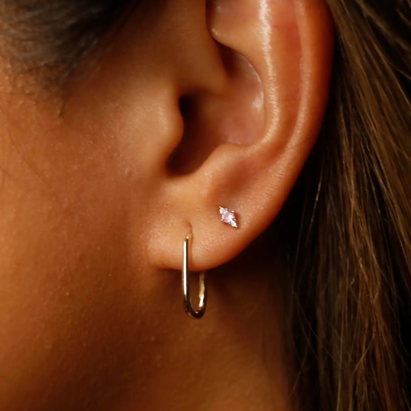14kt Pink Sapphire Dainty Triage Stud Earrings