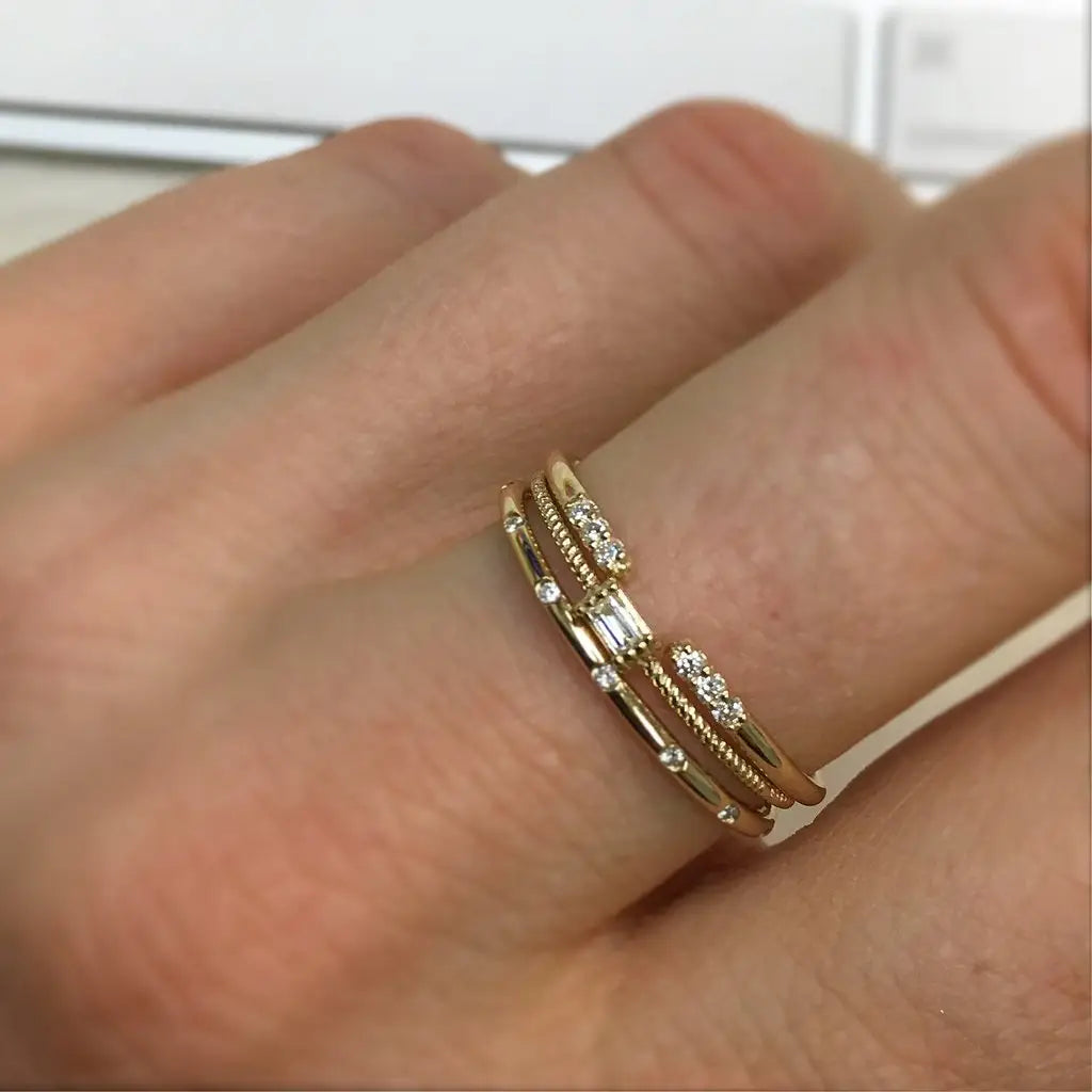 Solid Gold Diamond Golden Grace Twist Ring